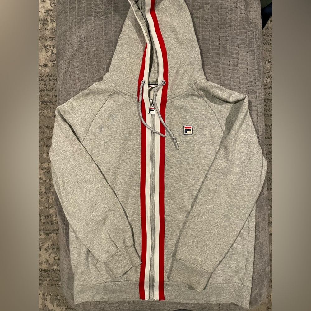 Fila Gray Men's Sweater with Red/white Accents size large